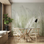 Wall murals Lush green palm leaves pattern.