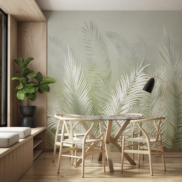 Wall murals Lush green palm leaves pattern