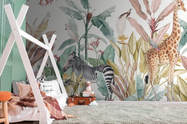 Giraffe with a bird on its back Wall murals Giraffe with a bird on its back