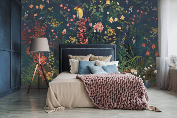 Wall murals Floral paradise with vibrant birds (SKU: u74744) Wall murals Wall murals Floral paradise with vibrant birds (SKU: u74744)