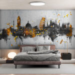 Wall murals Iconic landmarks in artistic splatter.