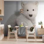 Wall murals Polar bear holding a ball
