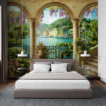 Wall murals Colorful garden overlooking the harbor