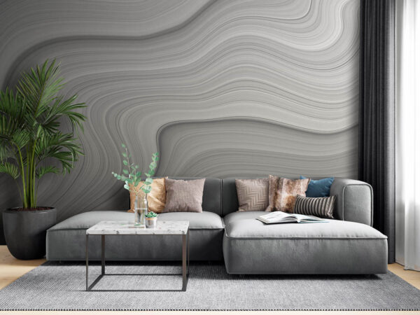 White and grey wavy lines Wall murals White and grey wavy lines