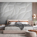 Wall murals White surface with wavy lines