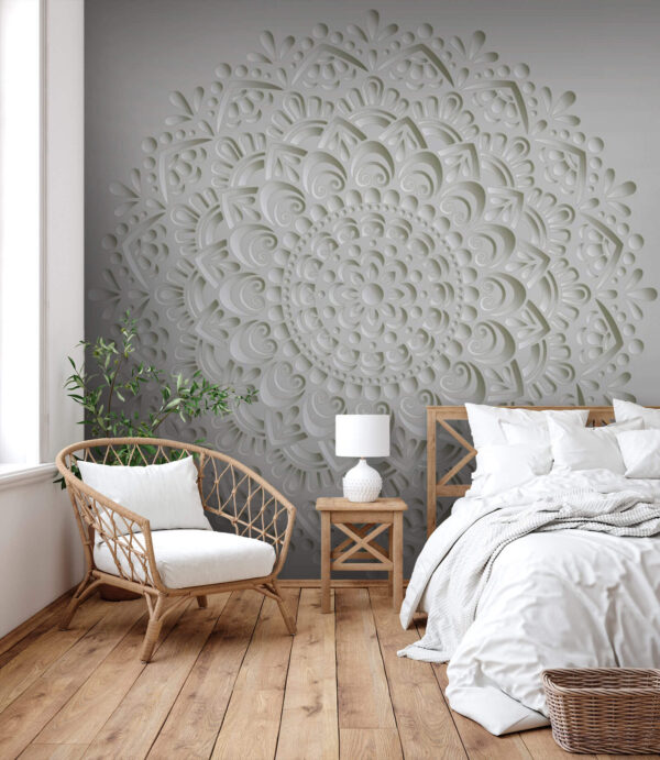 White circular pattern on a gray background Wall murals White circular pattern on a gray background