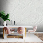 Wall murals White surface with leaves