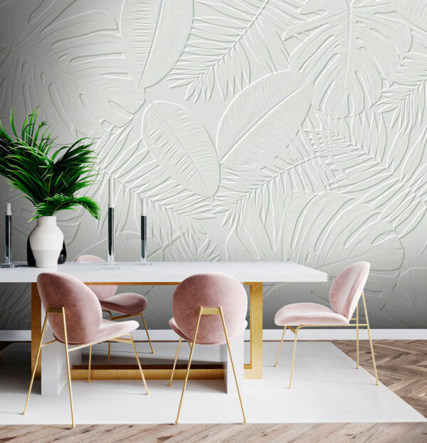 White surface with leaves Wall murals White surface with leaves