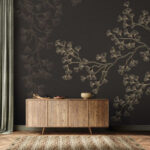 Wall murals Elegant ginkgo leaves on dark background.