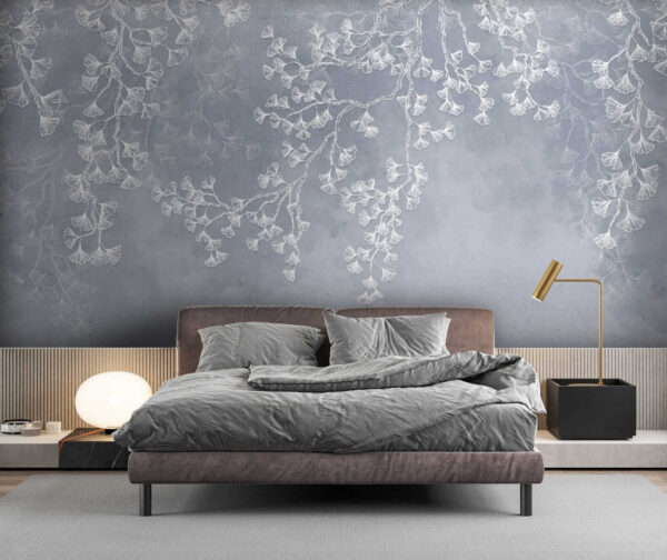 Delicate leaves on a misty background Wall murals Delicate leaves on a misty background