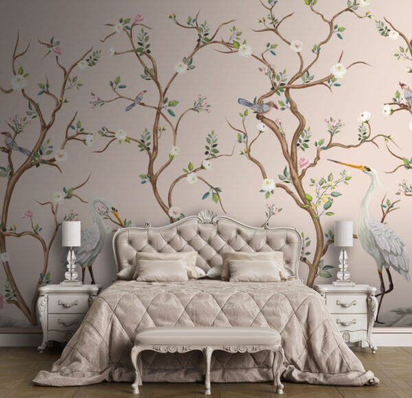 Wallpaper with birds and flowers Wall murals Wallpaper with birds and flowers