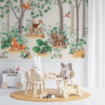 Wall murals Wallpaper with animals in the forest