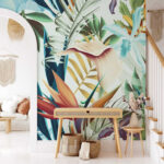 Wall murals Vibrant tropical leaves and blooms