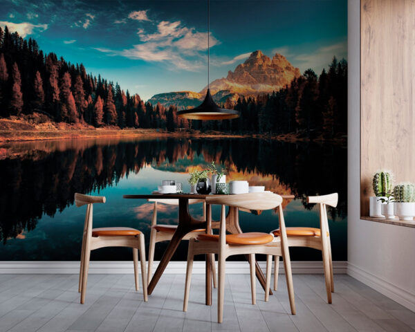 Wall murals Wall murals Lake surrounded by trees and mountains (SKU: u79819)
