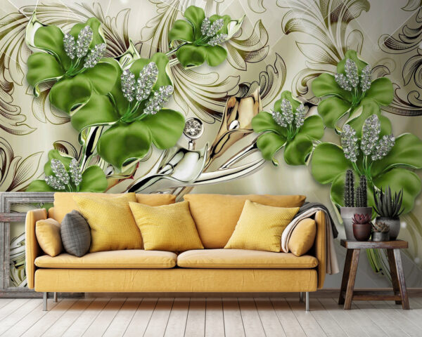 Elegant flowers with decorative accents Wall murals Elegant flowers with decorative accents