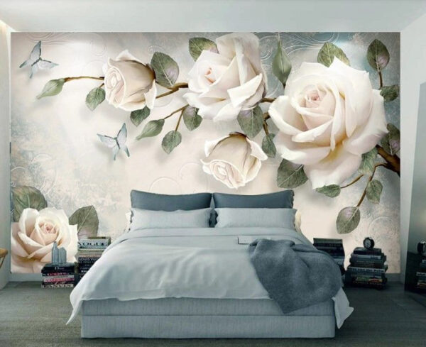 Elegant roses with delicate butterflies Wall murals Elegant roses with delicate butterflies