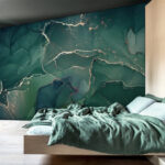 Wall murals Emerald waves with shimmering accents