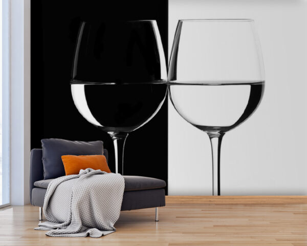 Two wine glasses with water in them Wall murals Two wine glasses with water in them
