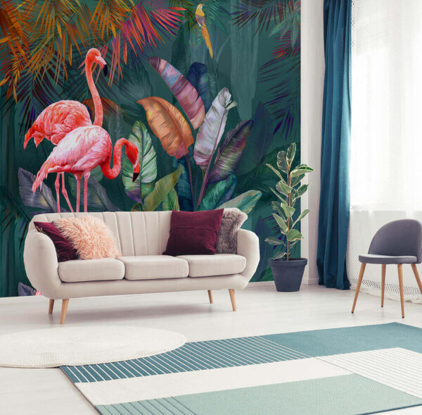 Pink flamingo with long legs Wall murals Pink flamingo with long legs