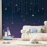 Wall mural Yellow star on a blue background