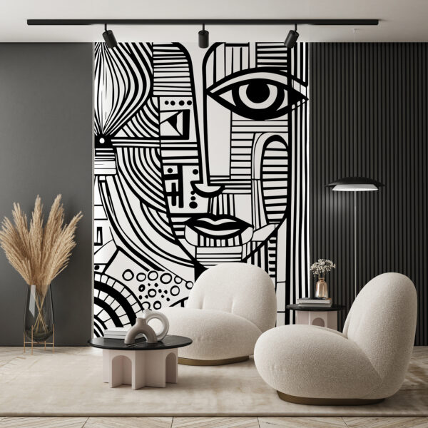 Wall murals Wall murals Black and white drawing of a woman’s face (SKU: u98714)