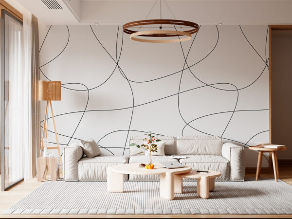 Black lines on a white background Wall murals Black lines on a white background