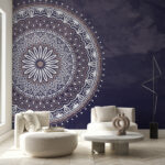 Wall mural Purple and white mandala