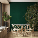 Wall murals Elegant swirls on emerald canvas