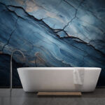 Wall murals Blue abstract patterns on cracked surface.