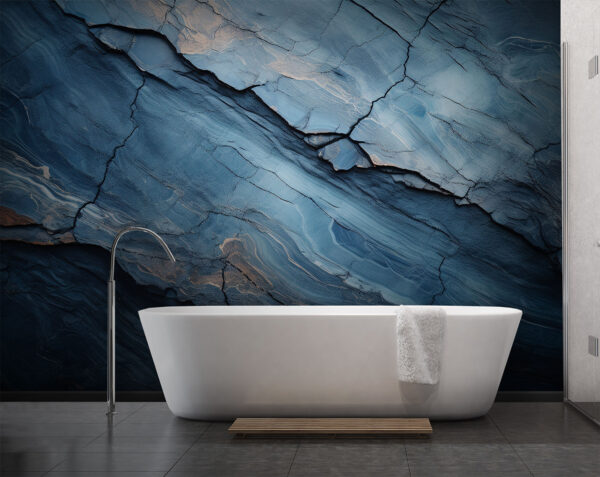 Blue abstract patterns on cracked surface Wall murals Blue abstract patterns on cracked surface
