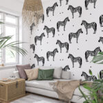 Wall murals Pattern of zebras on a white background