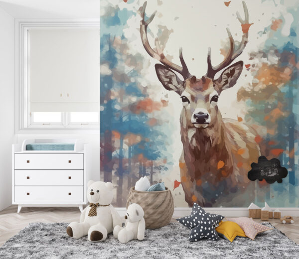Painting of a deer with antlers Wall murals Painting of a deer with antlers