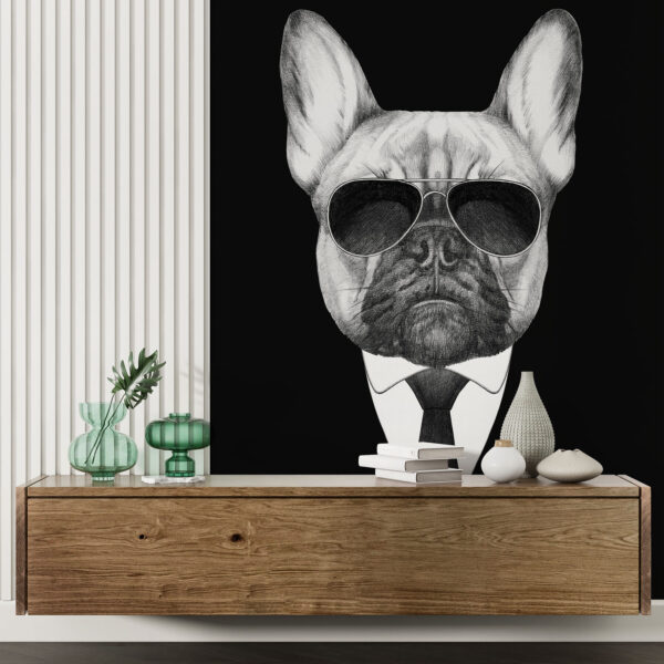 Drawing of a dog wearing sunglasses Wall murals Drawing of a dog wearing sunglasses