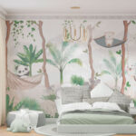 Wall murals Cartoon of a bear on a hammock