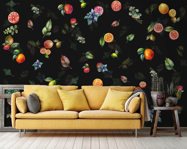 Wall mural Wall mural Citrus and leaves pattern design (SKU: u98770)