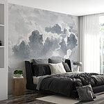 Wall murals Gray clouds in watercolor sky.