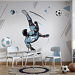 Wall murals Soccer player in mid-air kick