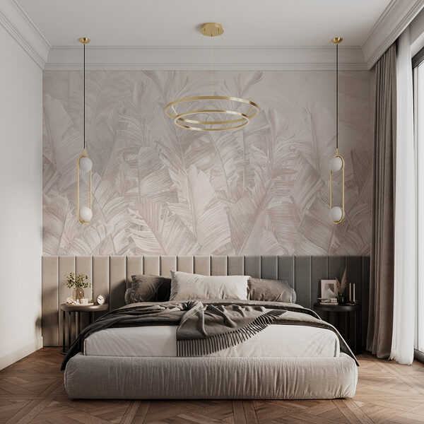 Leaves pattern in soft sepia tones Wall murals Leaves pattern in soft sepia tones