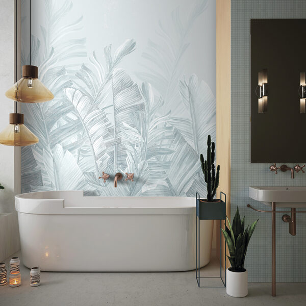 Wall mural Tropical leaves with soft hues (SKU: u98951v3) Wall mural Wall mural Tropical leaves with soft hues (SKU: u98951v3)