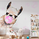 Wall murals Llama blowing a bubble
