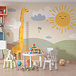 Wall murals Giraffe measuring the height of a child’s height
