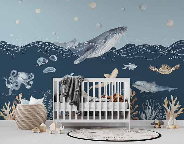 Watercolor of a whale Wall murals Watercolor of a whale