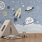 Wall murals Rocket and stars in the sky