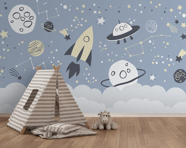 Rocket and stars in the sky Wall murals Rocket and stars in the sky