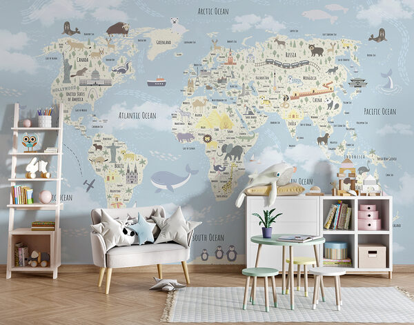 Map of the world Wall murals Map of the world