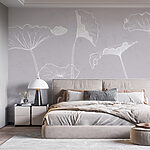 Wall mural Elegant floral sketch on gray background