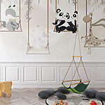 Wall murals Couple pandas sitting on a swing
