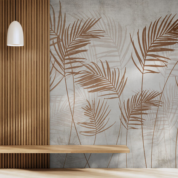 Brown leaves on a white background Wall murals Brown leaves on a white background