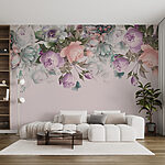 Wall murals Pastel florals and butterflies delight
