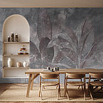Wall mural Muted leaves with textured background